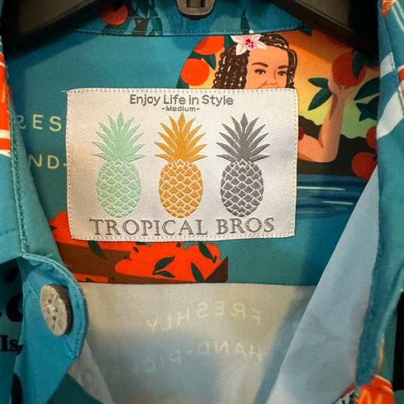 Tropical Bros Natalie's Island Juice Hawaiian Button Up Shirt Mens Medium - Picture 2 of 9